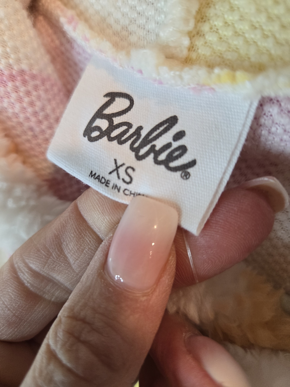🌸NWT🌷Barbie Floral Plush Hoodie - Cream with Pink, Yellow & Orange Flowers - Picture 3 of 10